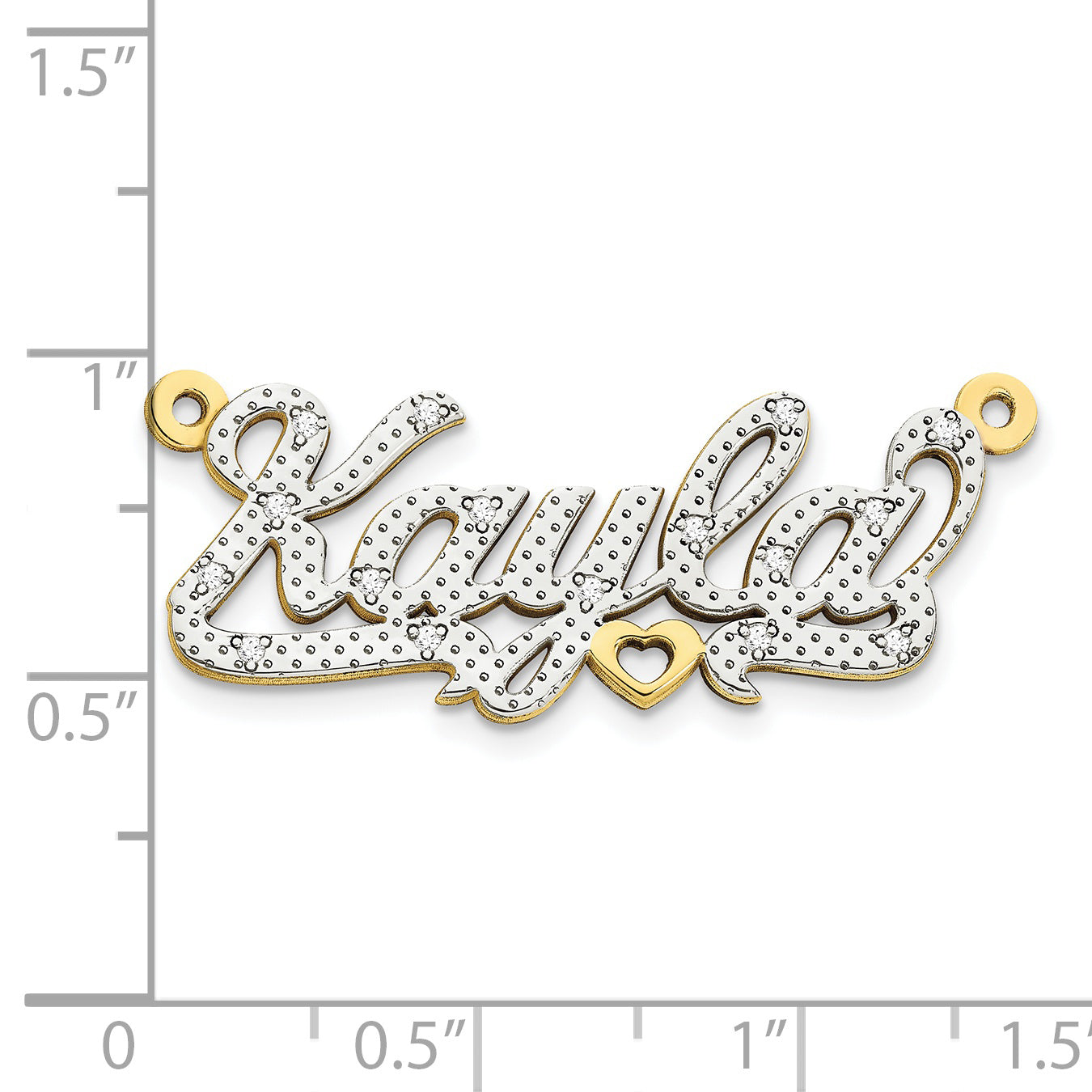 10KY and Rhodium 3D Diamond Name Plate Secondary image