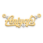 10KY and Rhodium 3D Diamond with Hearts Name Plate