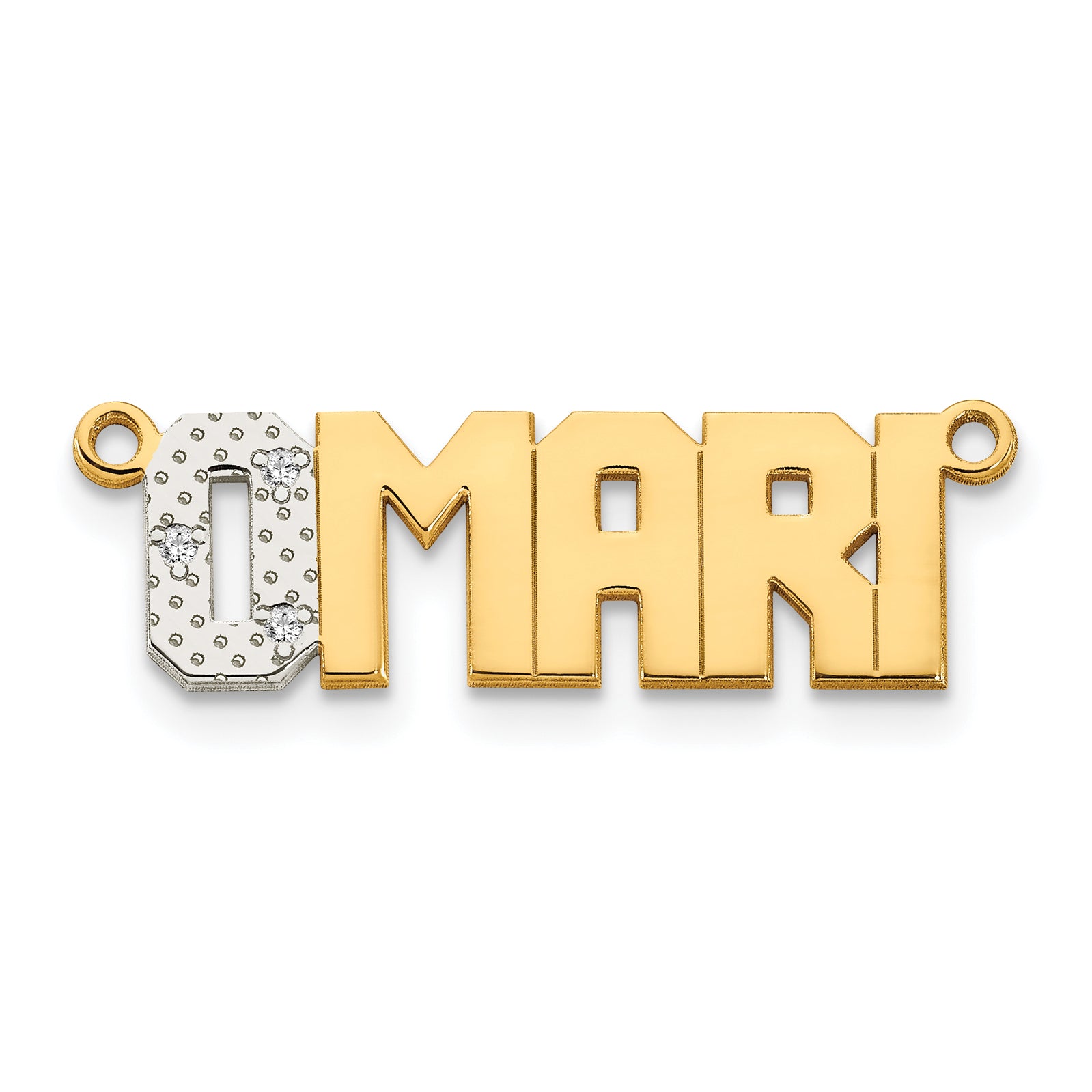 10KY and Rhodium Diamond Name Plate