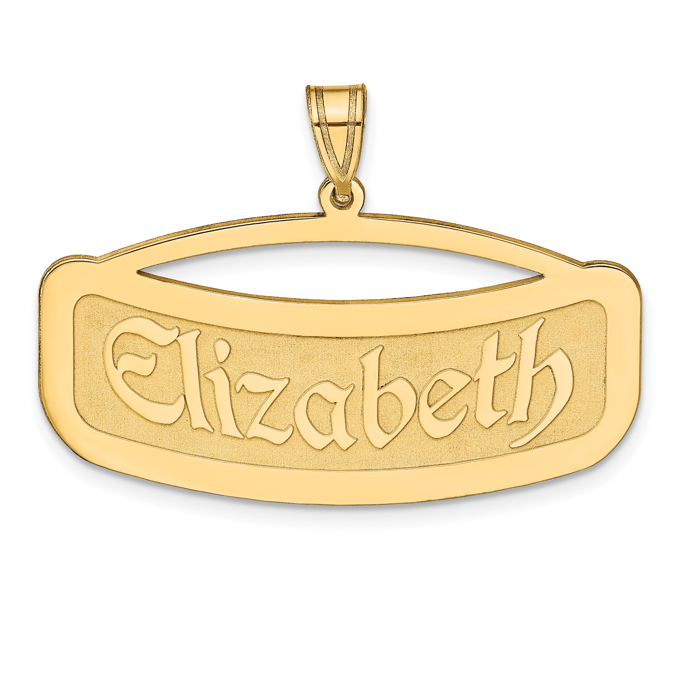 10K Curved Name Plate Pendant