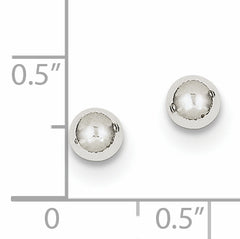 10K White Gold Polished Ball Earrings with Rhodium Finish  5mm Studs