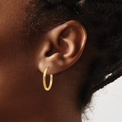10k 2mm Satin Diamond-cut Endless Hoop Earrings
