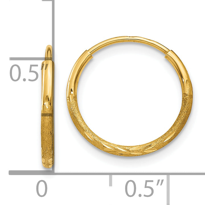 10k 1.25mm Diamond-cut Endless Hoop Earring