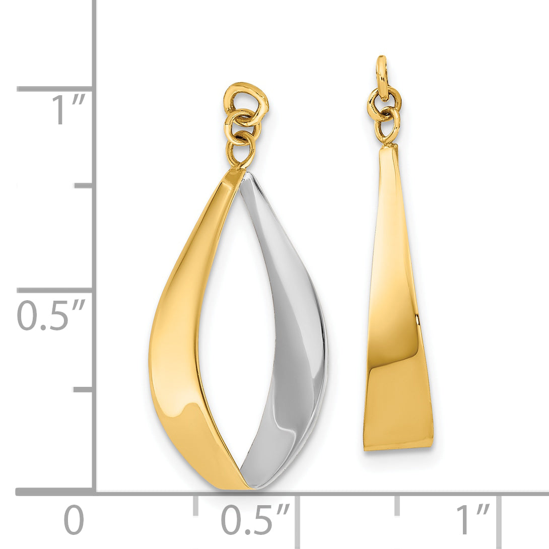 10k Polished & Rhodium Reversible Dangle Earring Jackets