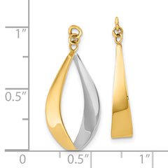 10k Polished & Rhodium Reversible Dangle Earring Jackets