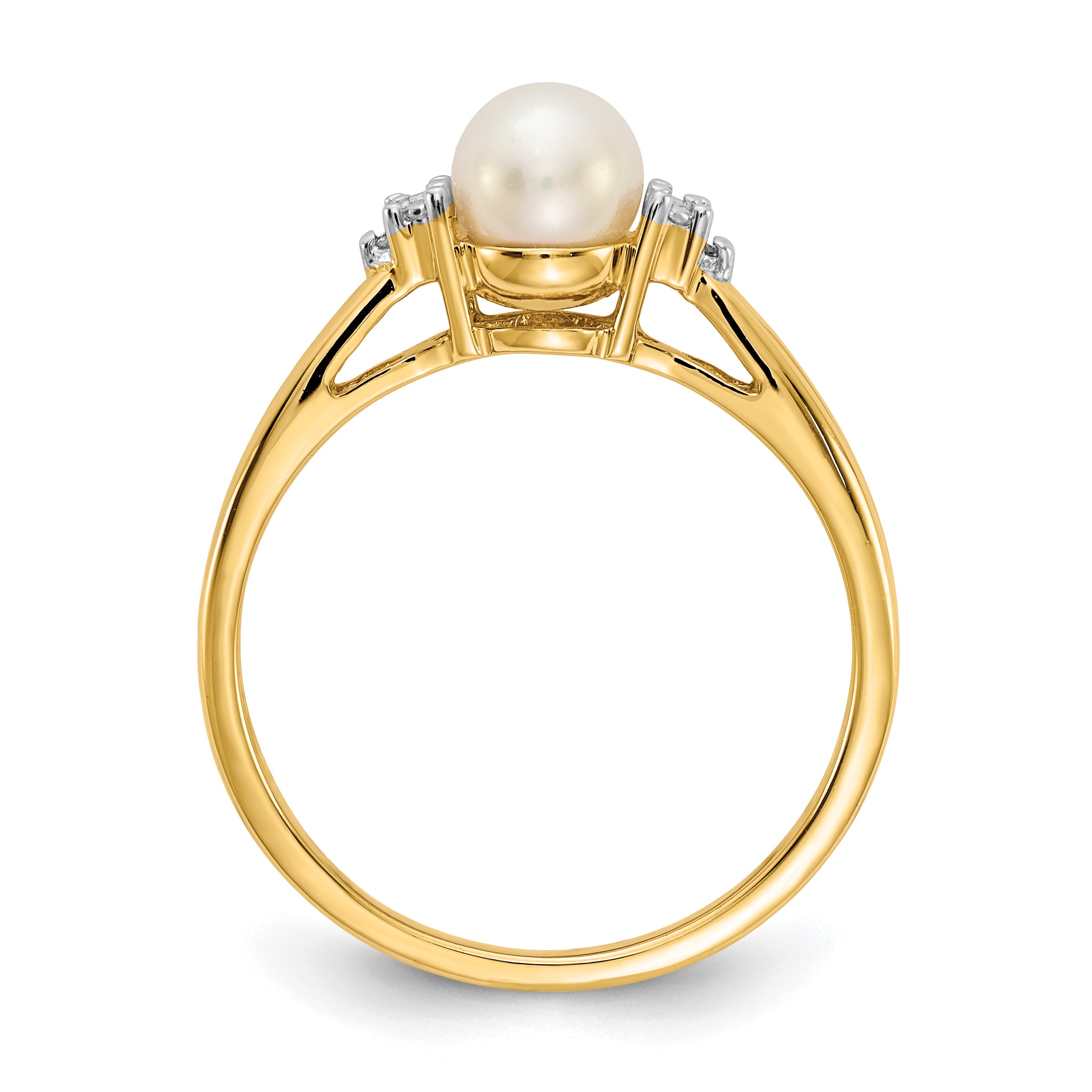10K Diamond and Fresh Water Cultured Pearl Ring
