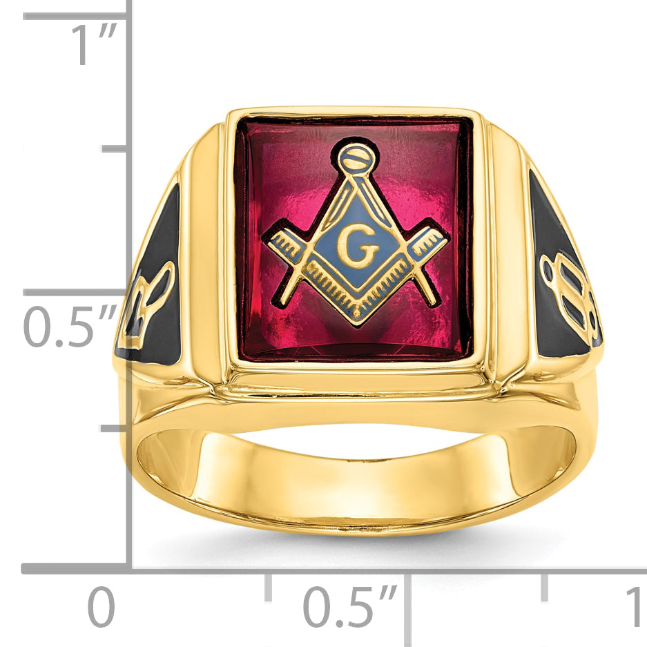 10k Men's Polished and Textured Masonic Ring Mounting - 10