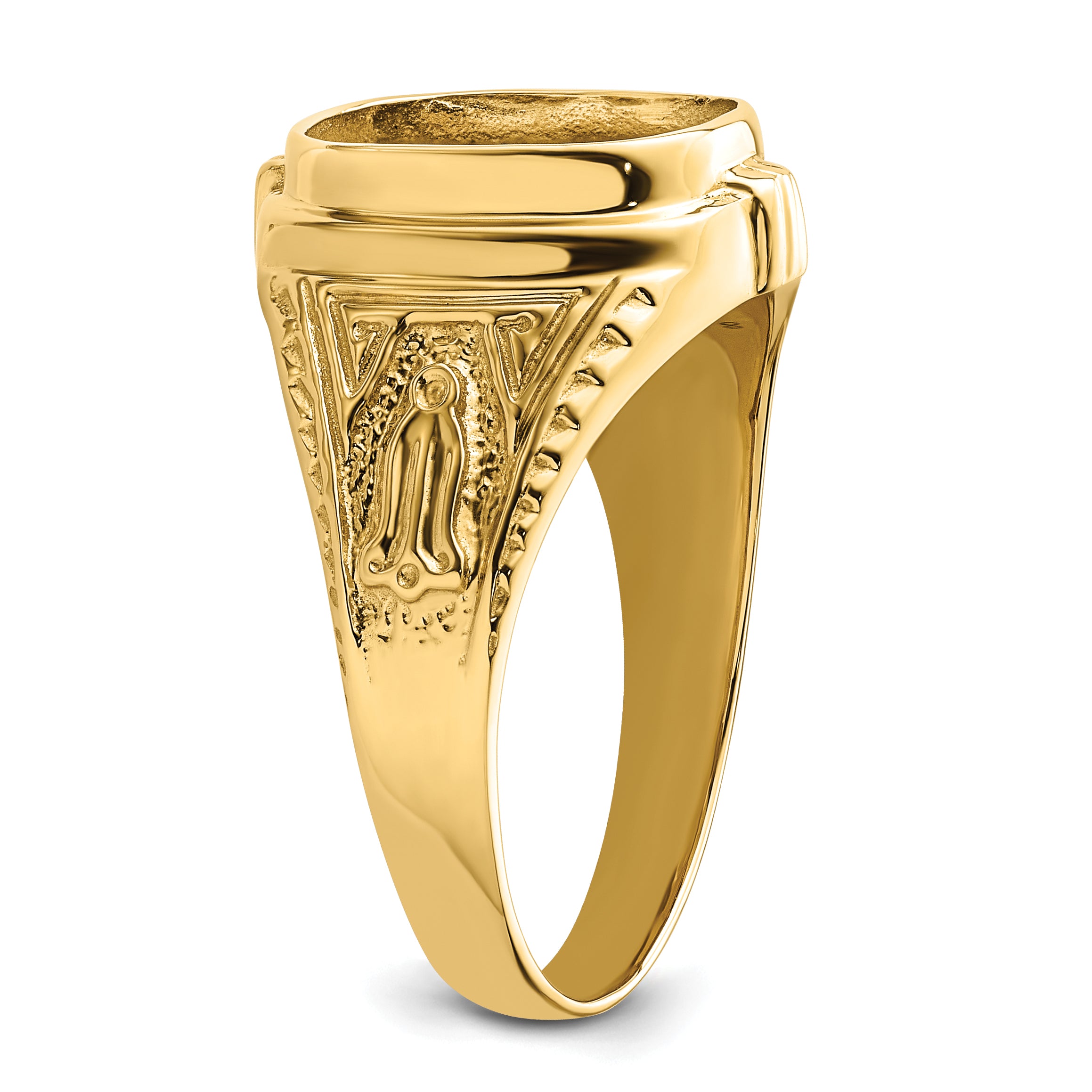 10k Men's Polished and Textured Masonic Ring Mounting - 10