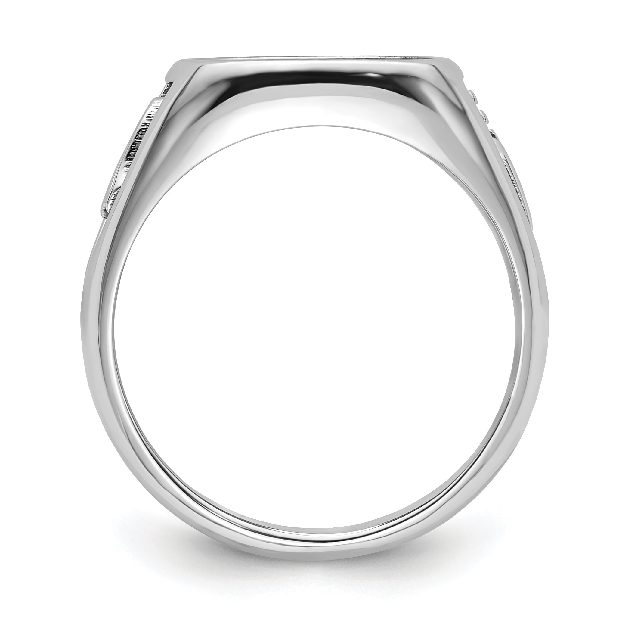 10k White Gold Men's Polished and Textured Masonic Ring Mounting - 10