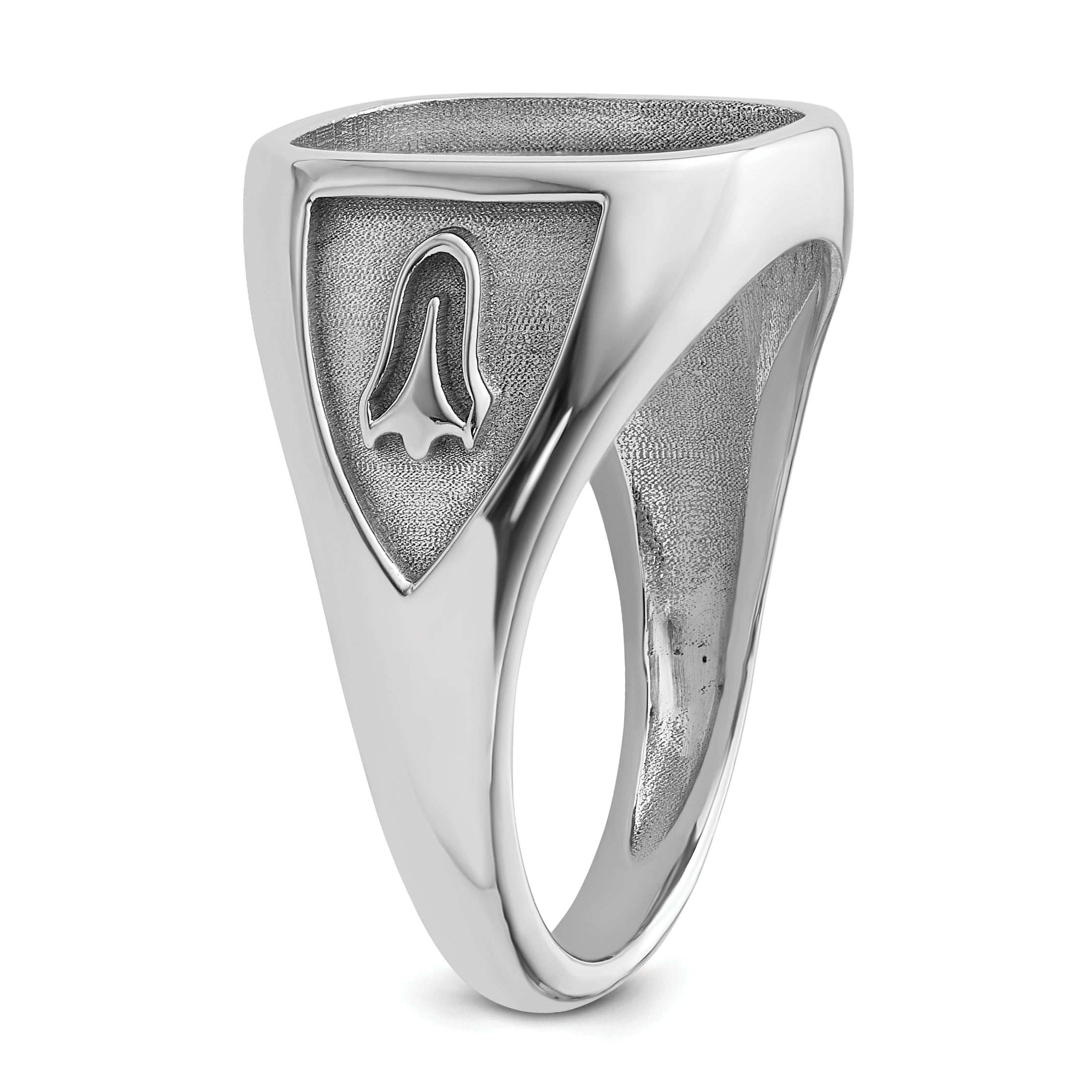 10k White Gold Men's Polished and Textured Masonic Ring Mounting - 10