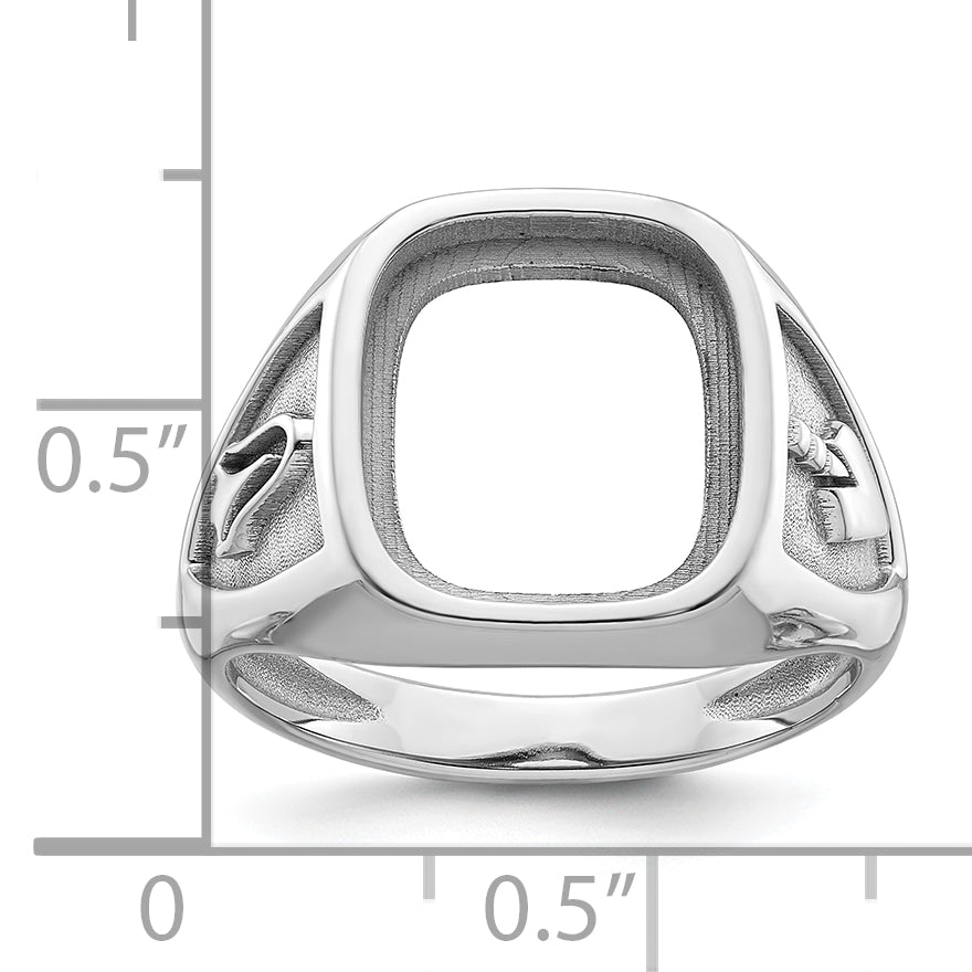10k White Gold Men's Polished and Textured Masonic Ring Mounting - 10