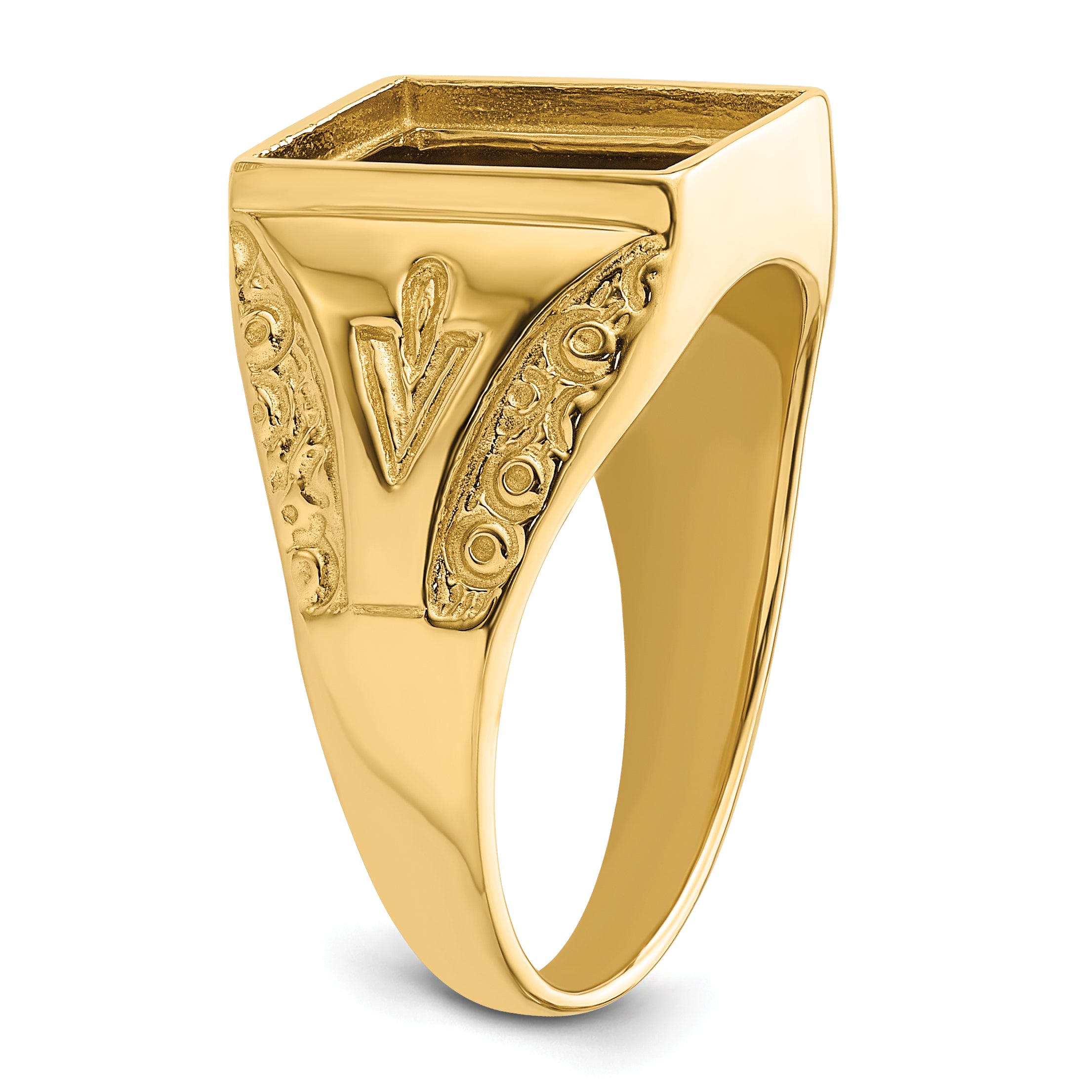 10k Men's Polished and Textured Masonic Ring Mounting - 10