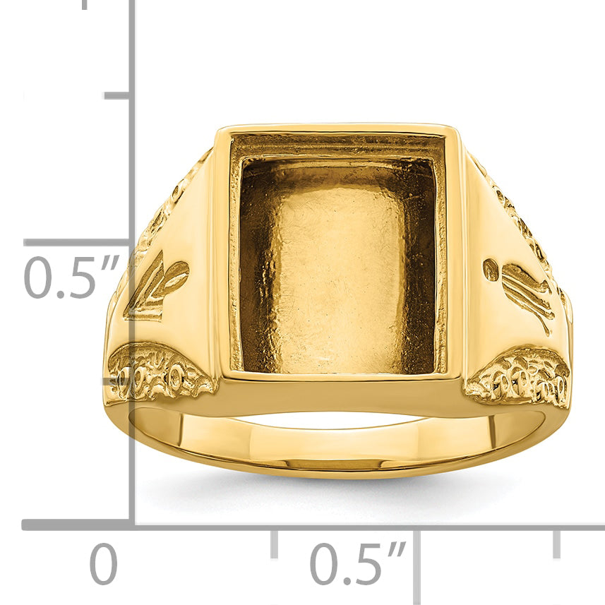 10k Men's Polished and Textured Masonic Ring Mounting - 10