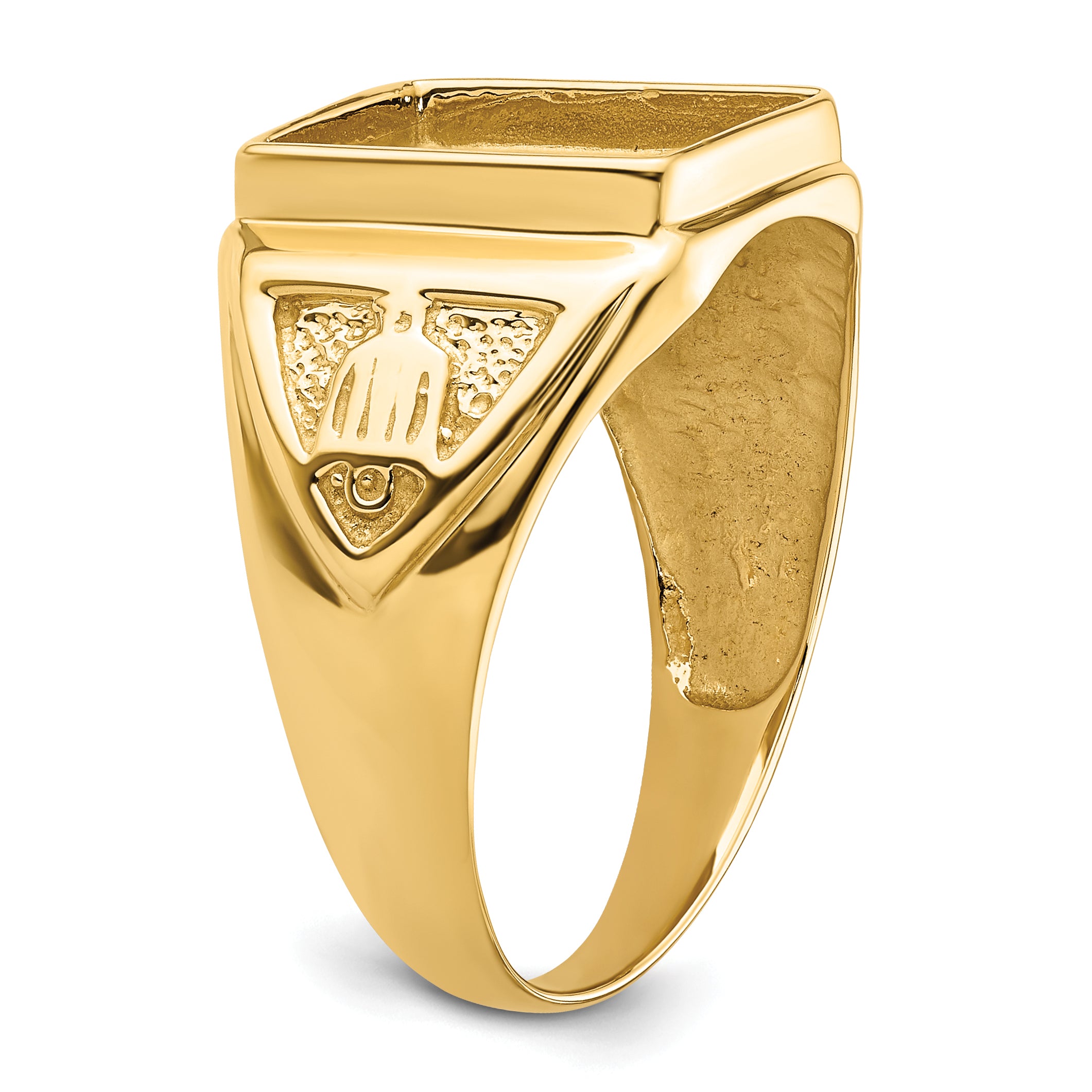 10k Men's Polished and Textured Masonic Ring Mounting - 10