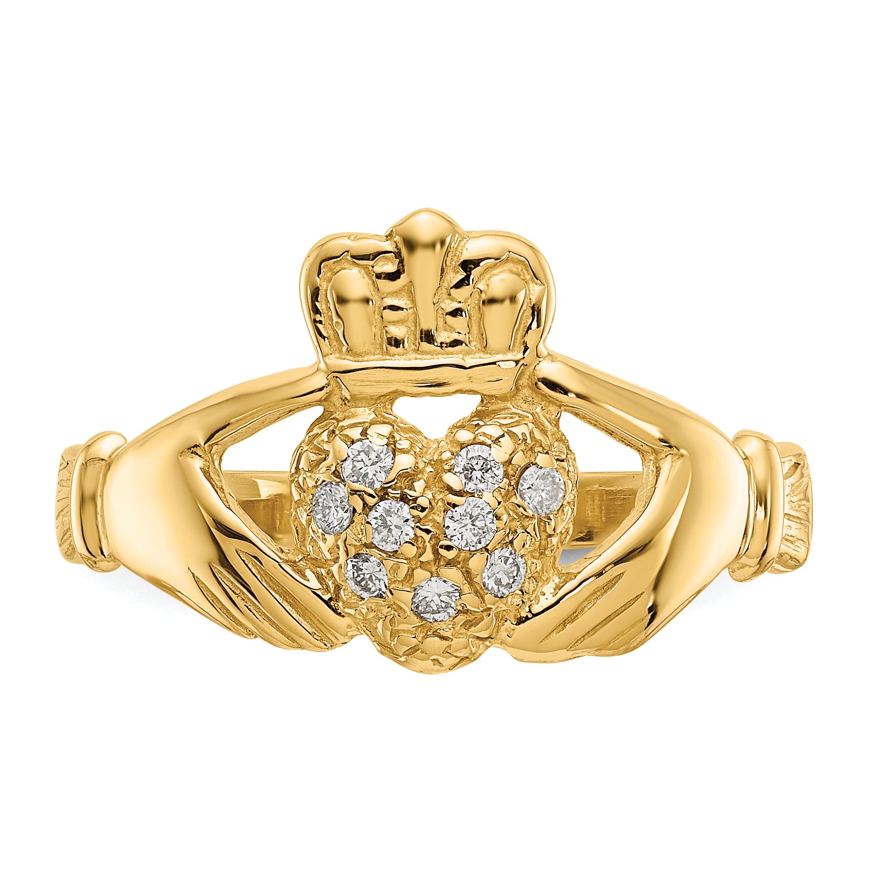 10K 1/10ct AA Diamond Claddagh Ring