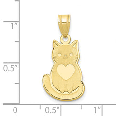 10k Laser Cut Cat with Heart Charm