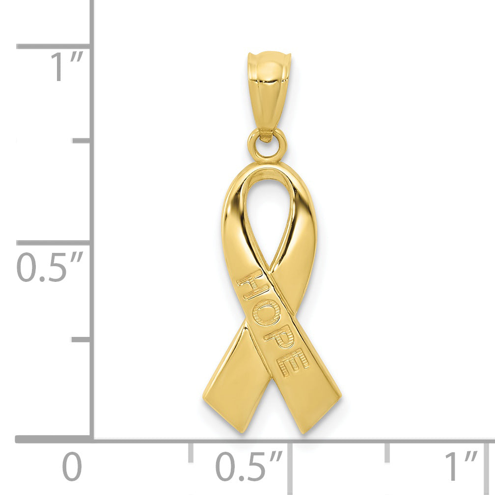 10k Gold Polished Hope Ribbon Pendant