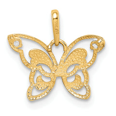 10K Polished CZ Butterfly Pendant