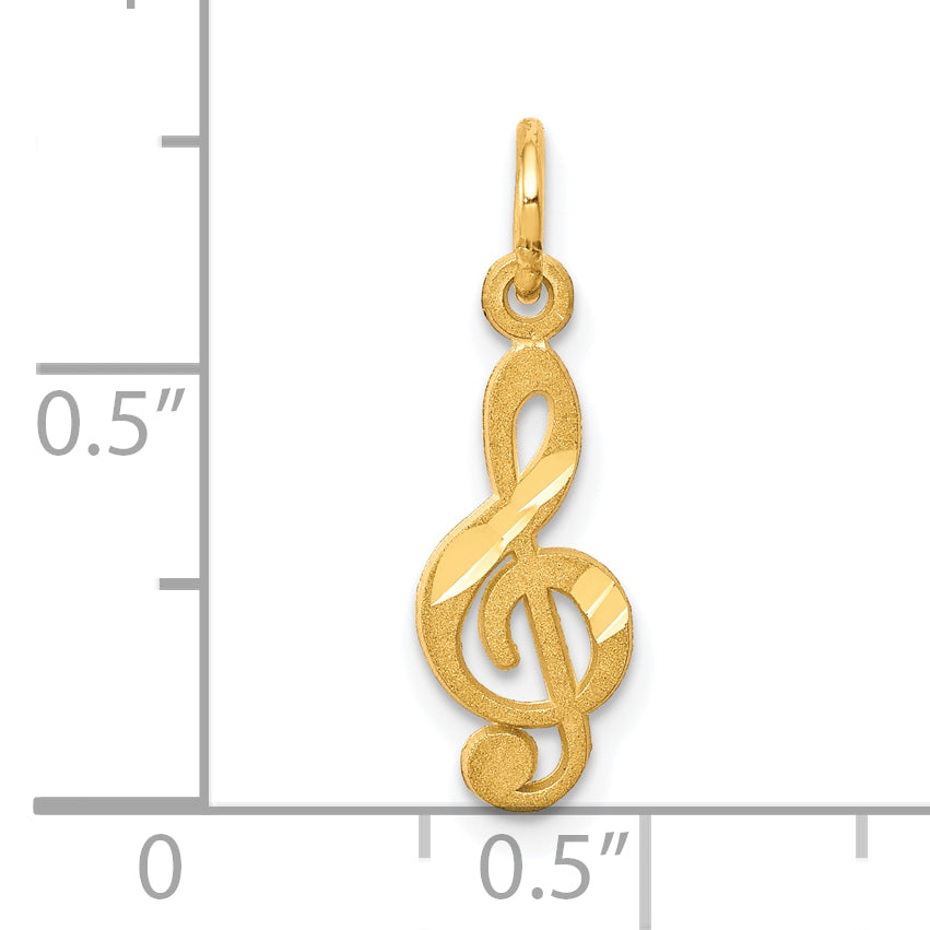 10K Gold Polished Treble Clef Charm Pendant  Solid and Elegant