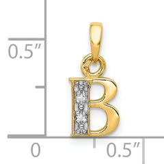10K and Rhodium Diamond Initial B Pendant