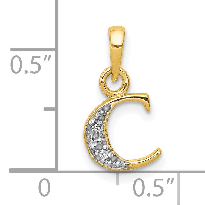 10K and Rhodium Diamond Initial C Pendant