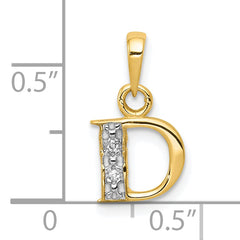 10K and Rhodium Diamond Initial D Pendant