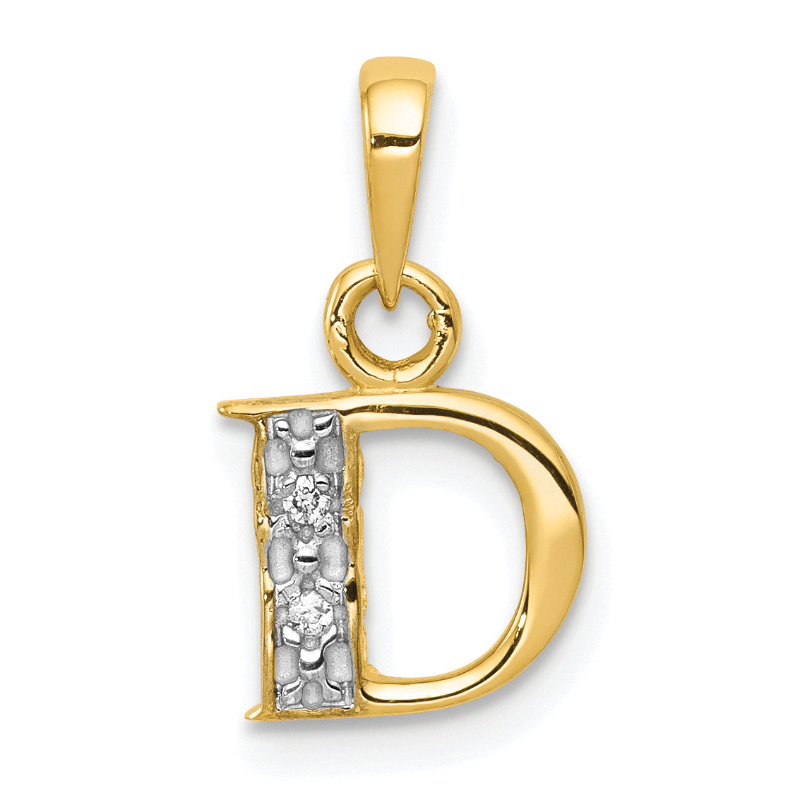 10K and Rhodium Diamond Initial D Pendant