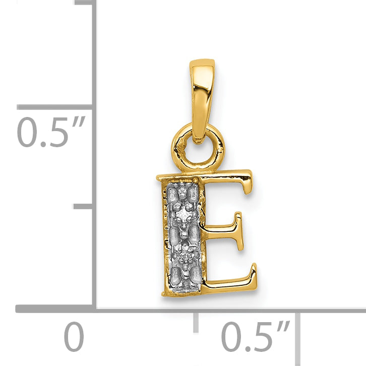 10K and Rhodium Diamond Initial E Charm