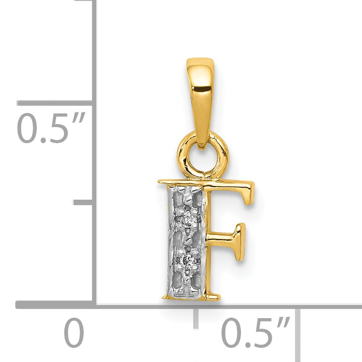 10K and Rhodium Diamond Initial F Charm