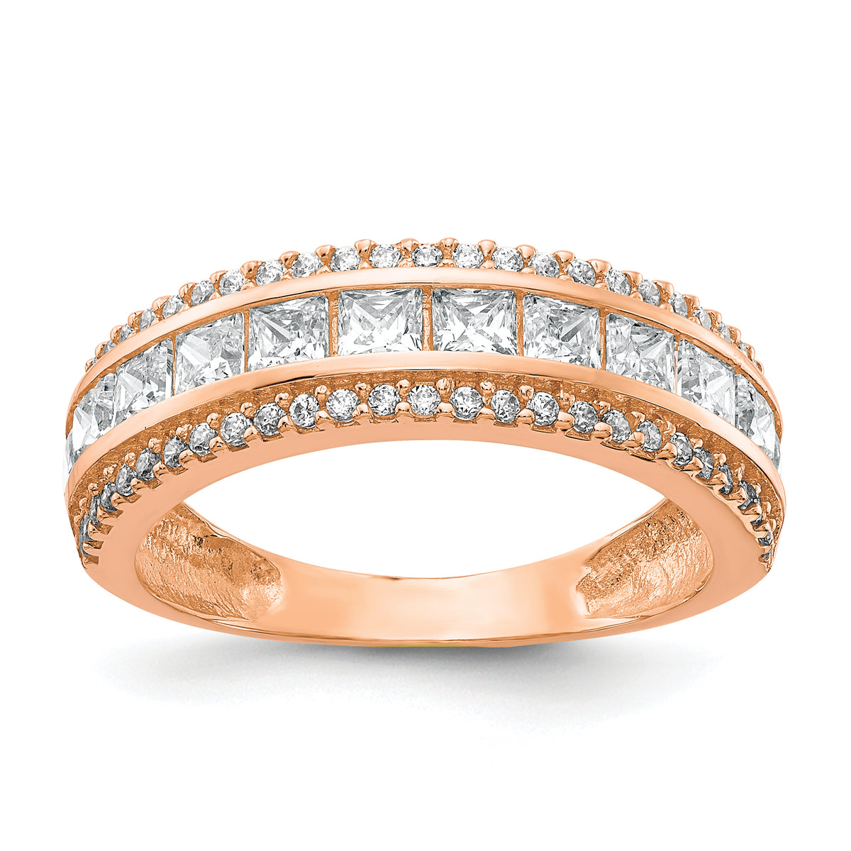 10K Tiara Collection Rose Gold Polished CZ Ring