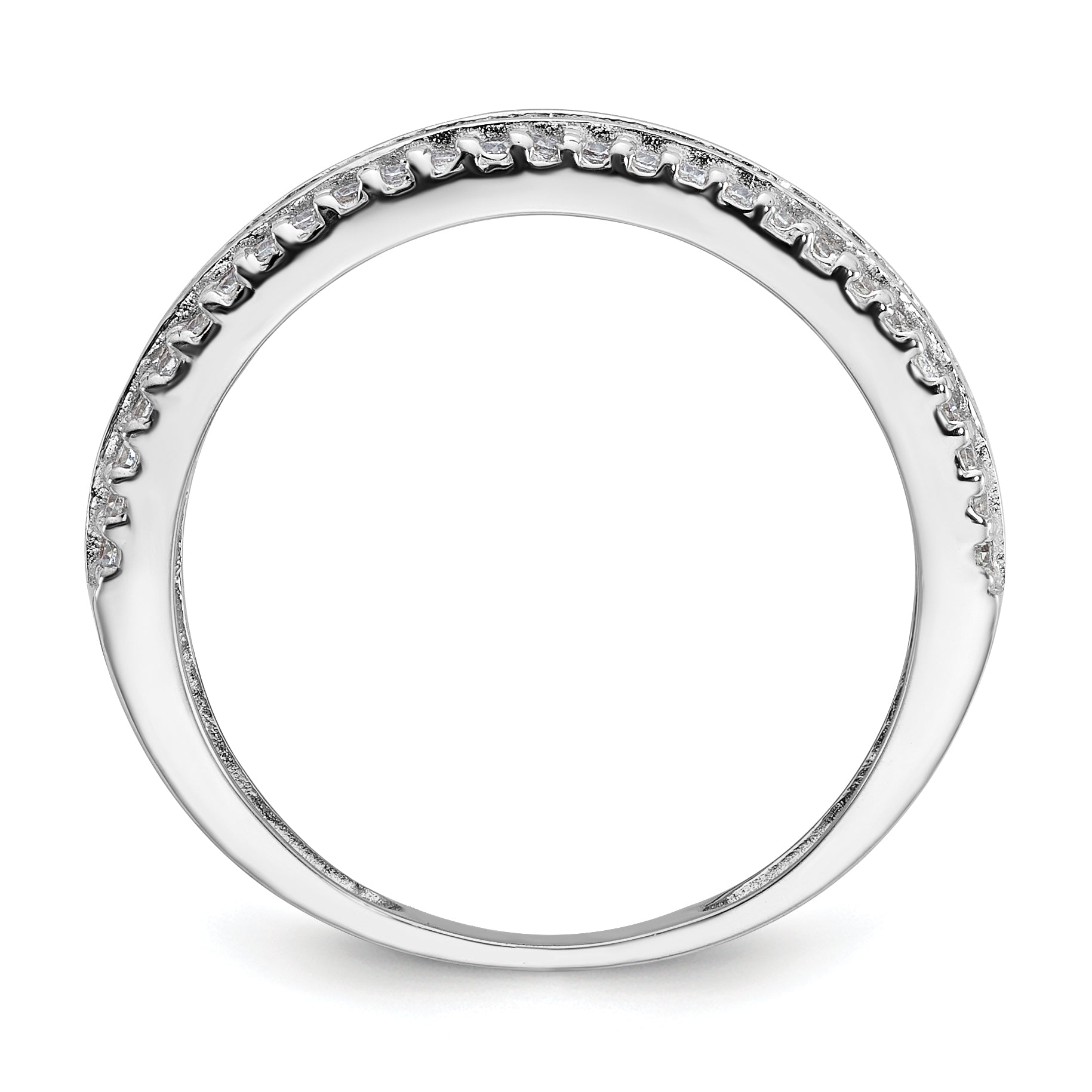 10K Tiara Collection White Gold Polished CZ Ring