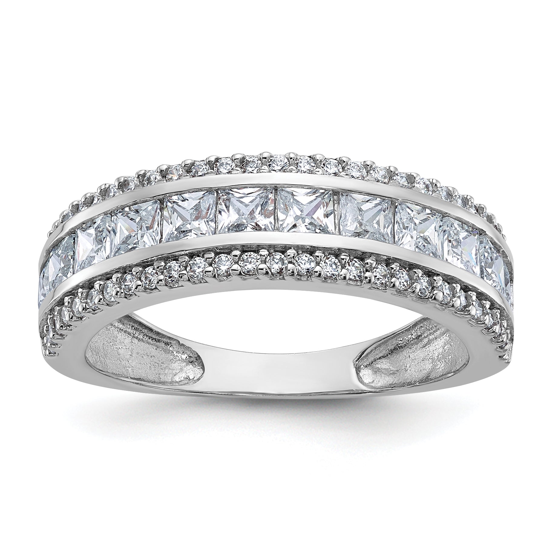 10K Tiara Collection White Gold Polished CZ Ring Main image