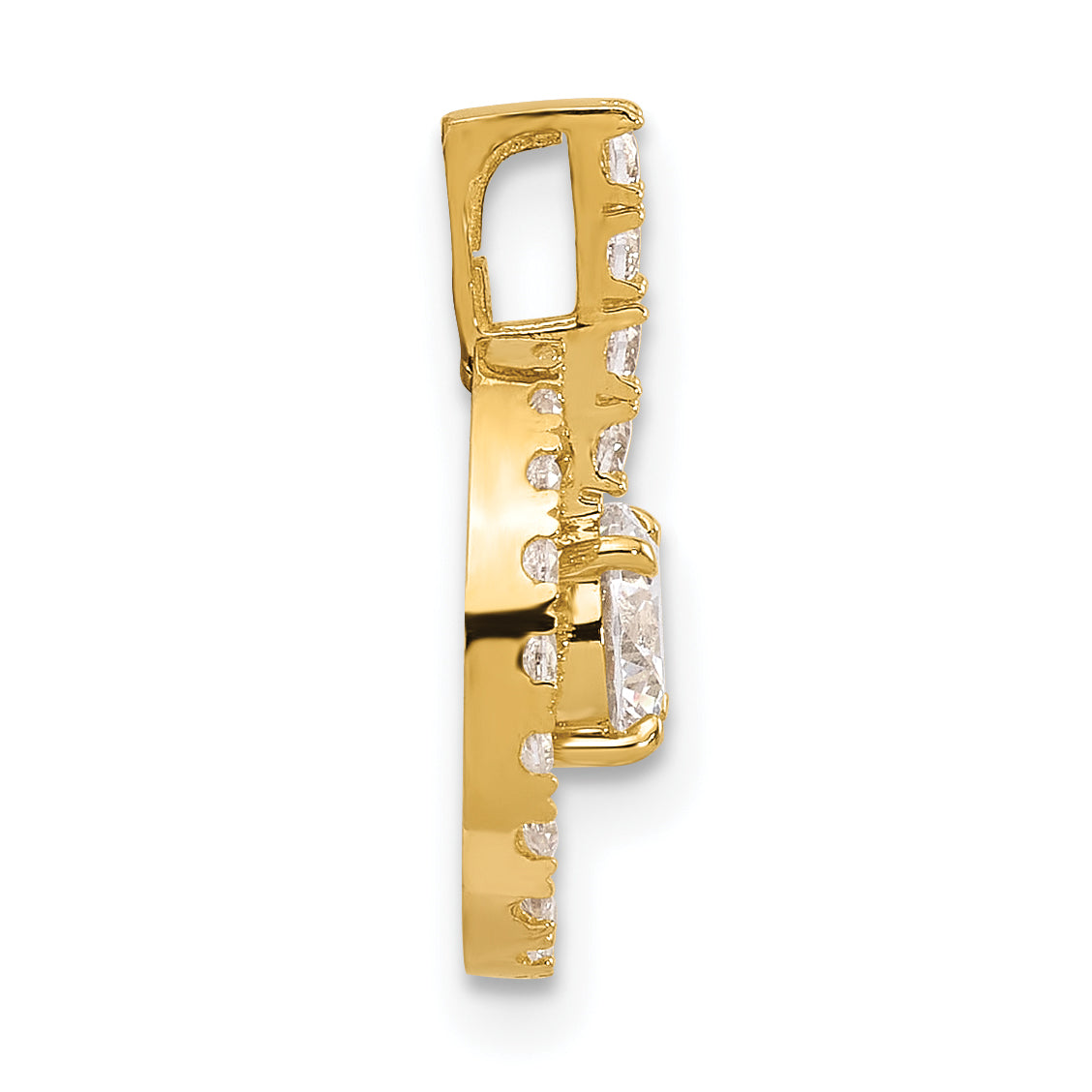 10K Gold CZ Pendant with Polished Finish and Elegant Tiara Design