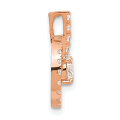 10K Rose Gold CZ Pendant with Polished Finish Elegant Tiara Design