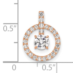 10K Rose Gold CZ Pendant with Polished Finish Elegant Tiara Design