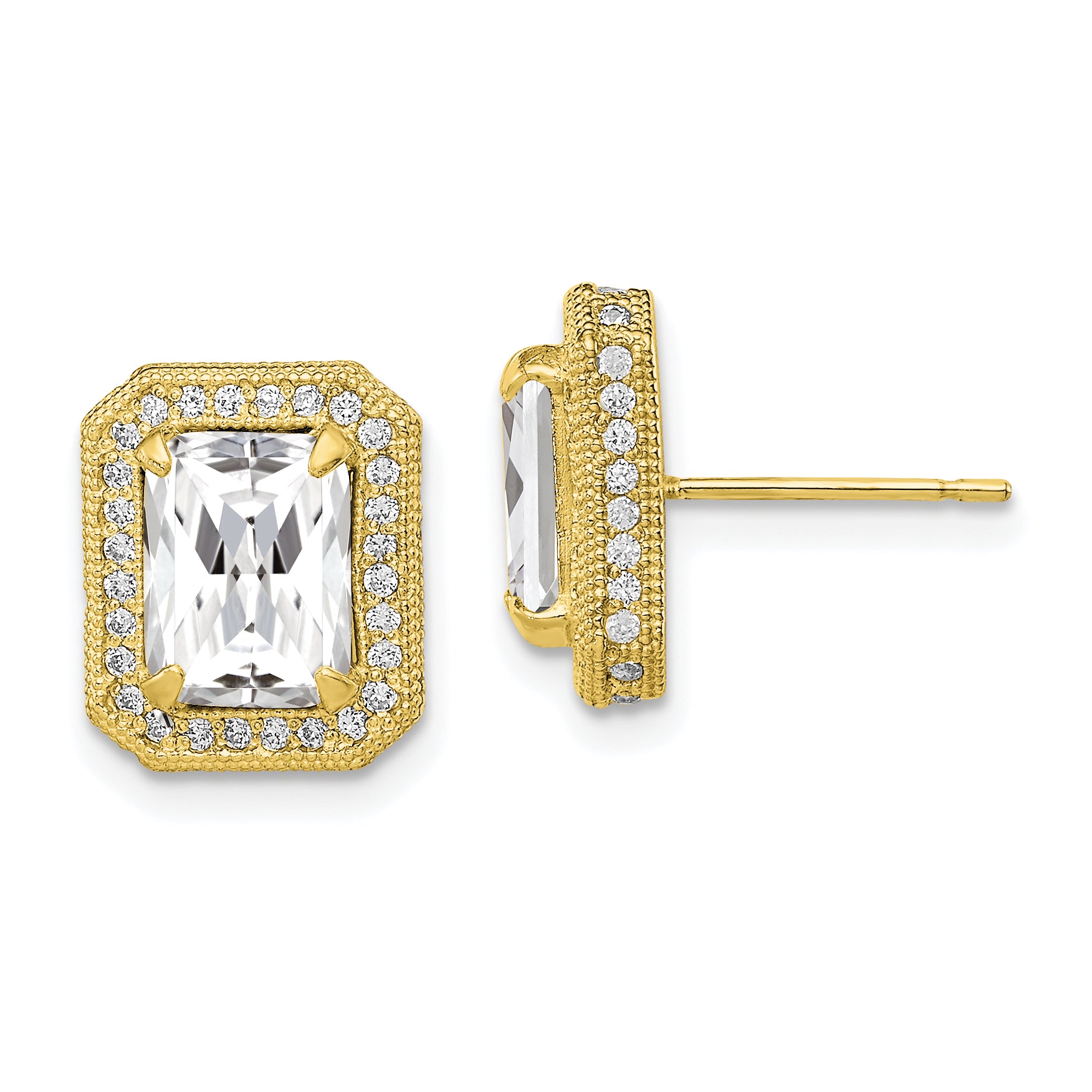 10K Tiara Collection Polished CZ Earrings Main image