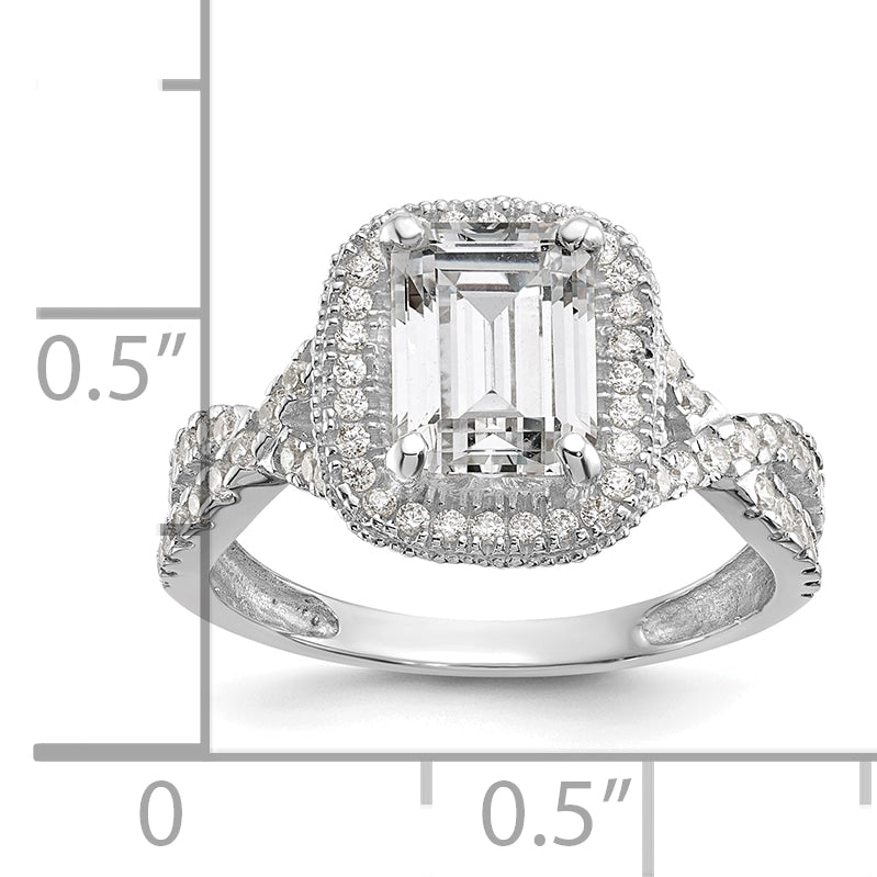 10K Tiara Collection White Gold Polished CZ Ring