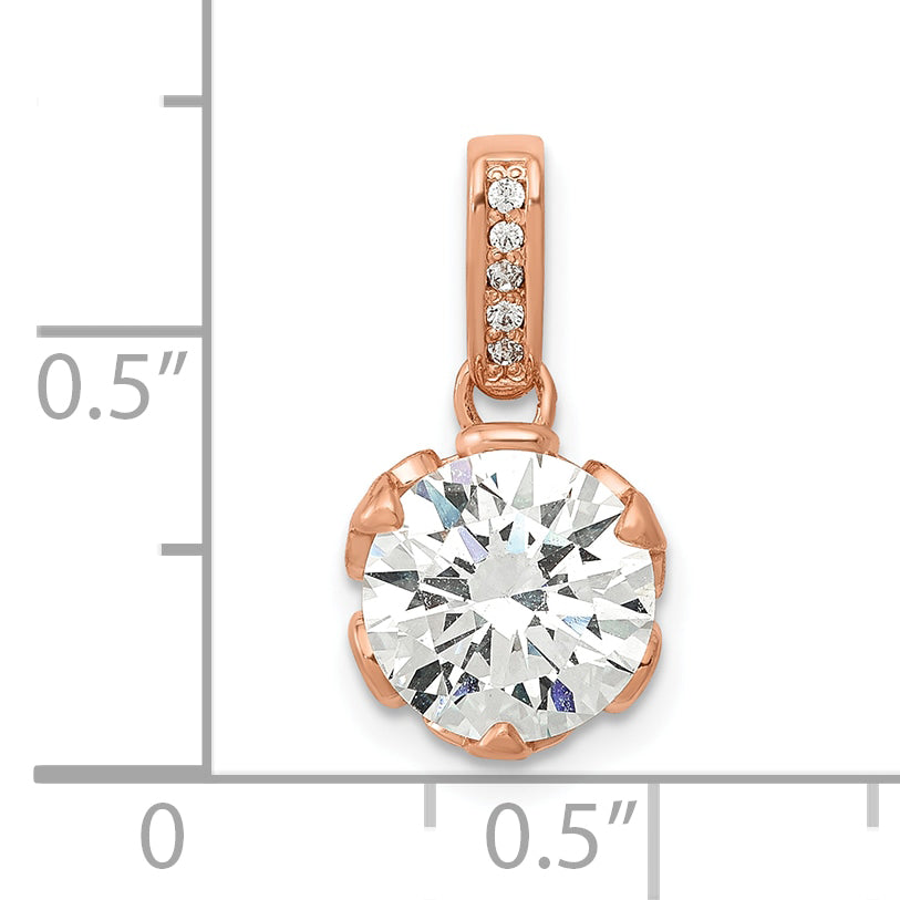 10K Rose Gold CZ Pendant with Clear Stones Elegant Polished Finish