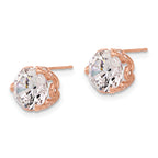 10K Rose Gold CZ Stud Earrings with Polished Finish and Solid Design