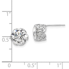 10K Tiara Collection White Gold Polished CZ Post Earrings