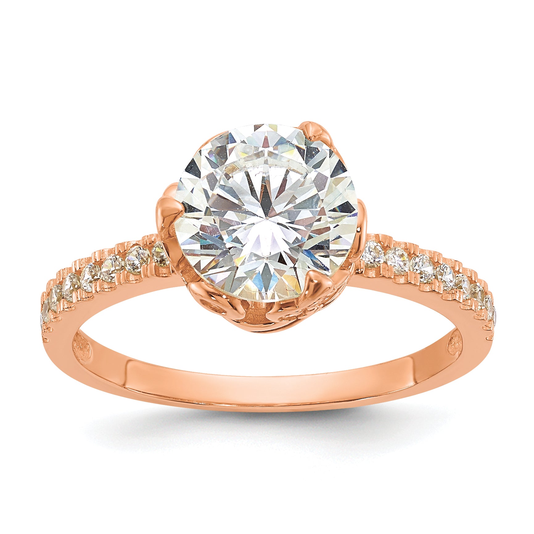 10K Tiara Collection Rose Gold Polished CZ Ring Main image