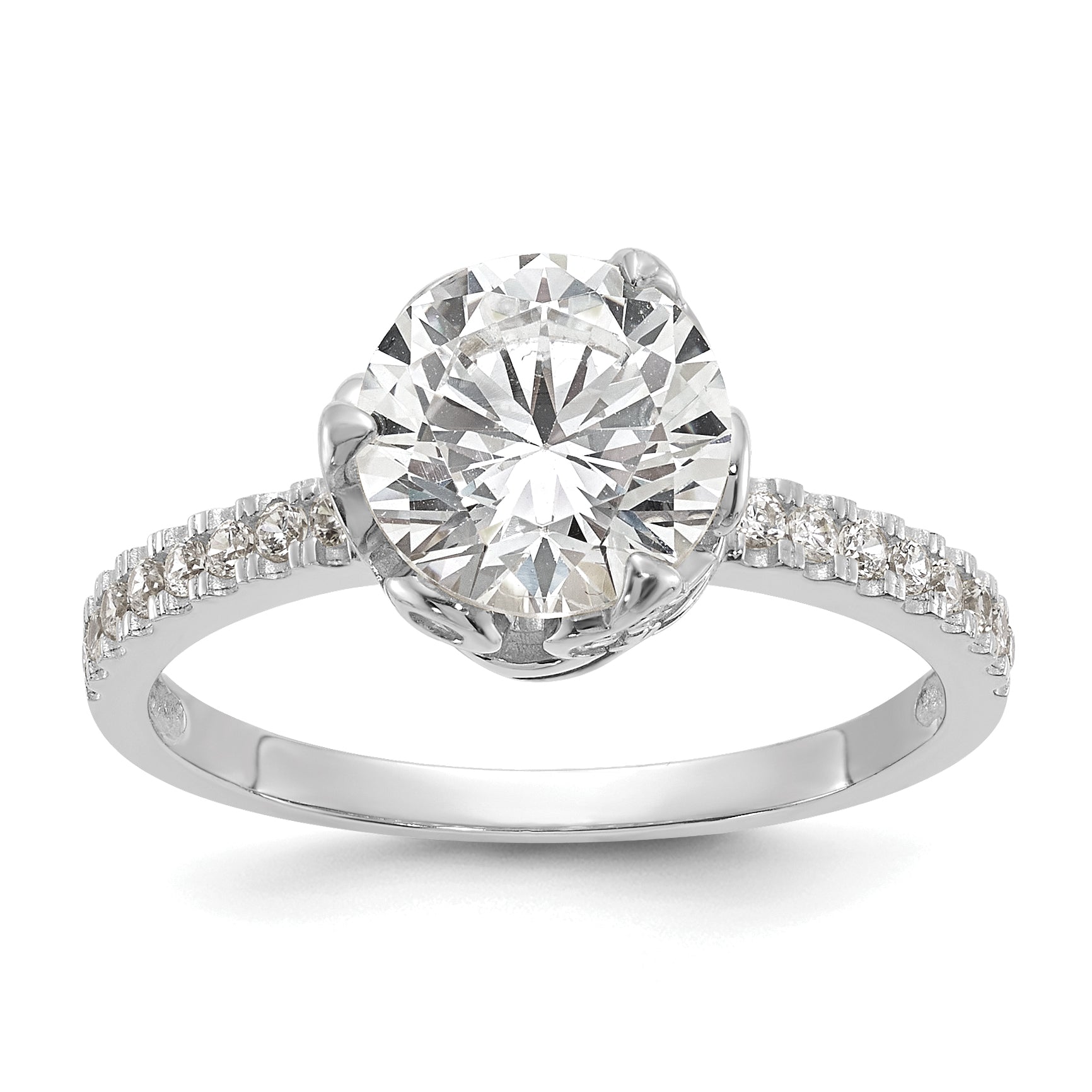 10K Tiara Collection White Gold Polished CZ Ring Main image