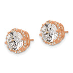 10K Rose Gold CZ Stud Earrings with Polished Finish  Elegant and Timeless