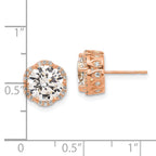 10K Rose Gold CZ Stud Earrings with Polished Finish  Elegant and Timeless