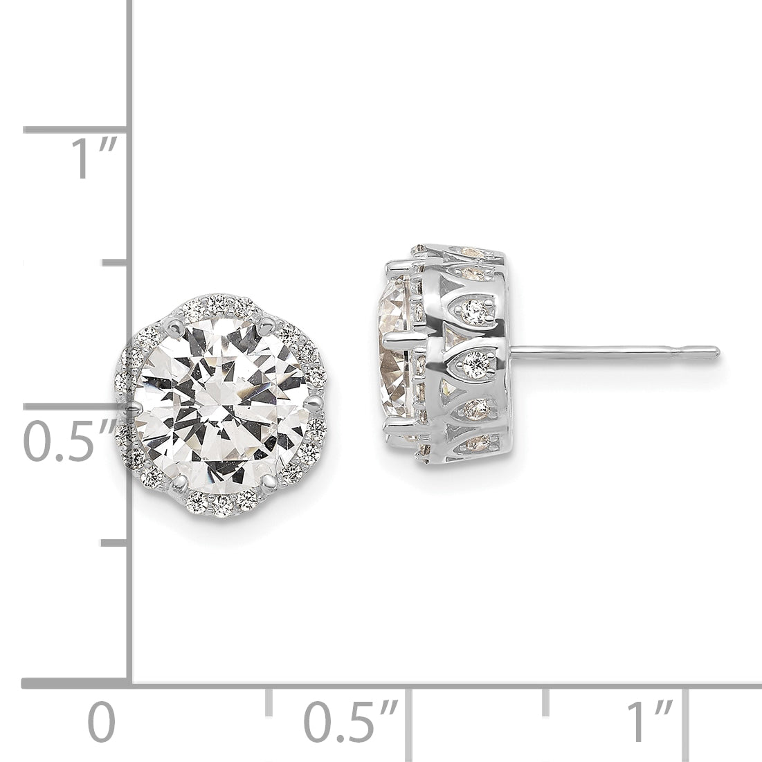 10K Tiara Collection White Gold Polished CZ Post Earrings