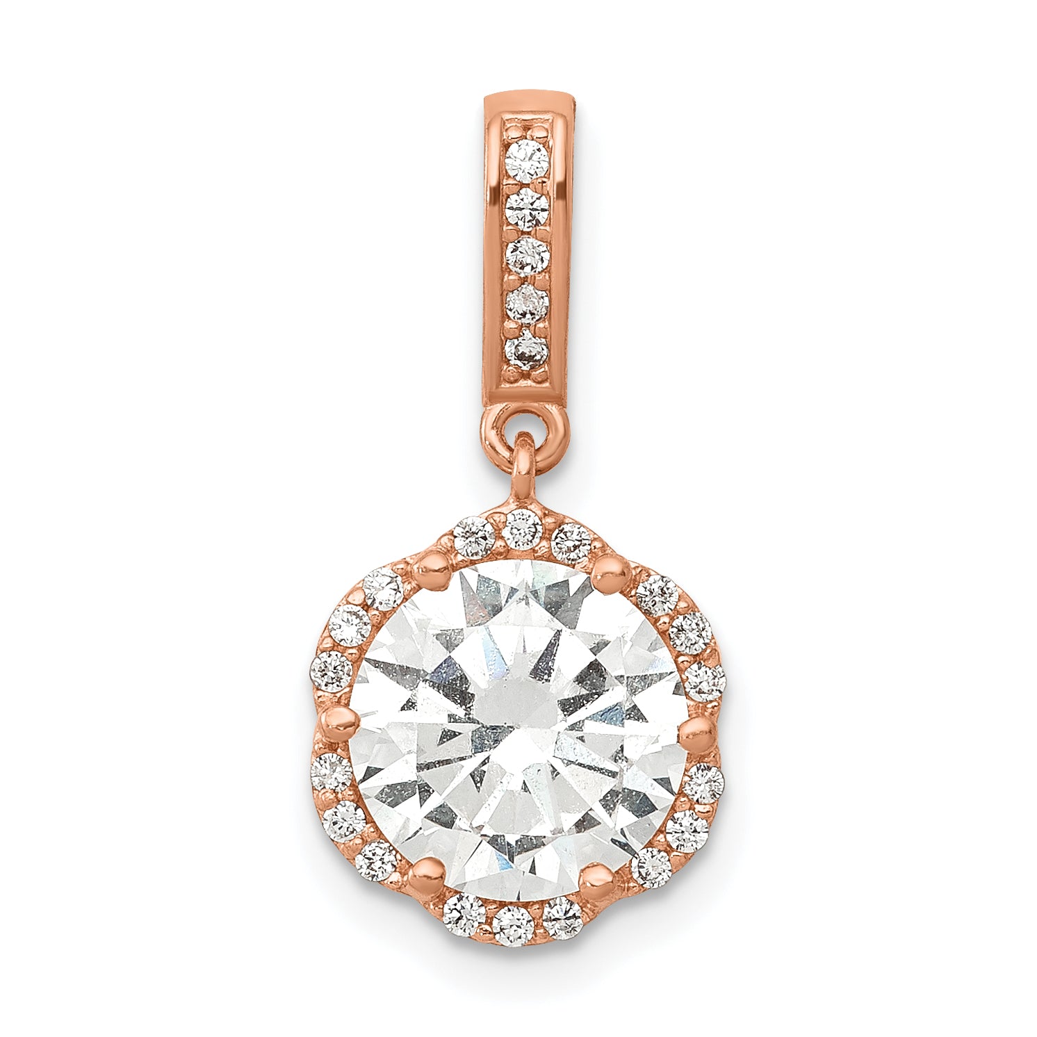 10K Tiara Collection Rose Gold Polished CZ Pendant Main image