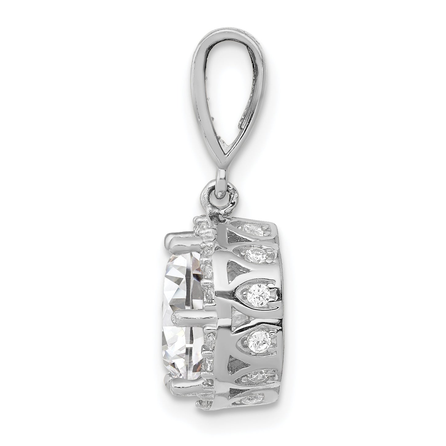 10K White Gold CZ Pendant with Polished Rhodium Finish Elegant Design Secondary image