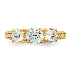 10K Tiara Collection Polished 3 Stone CZ Ring