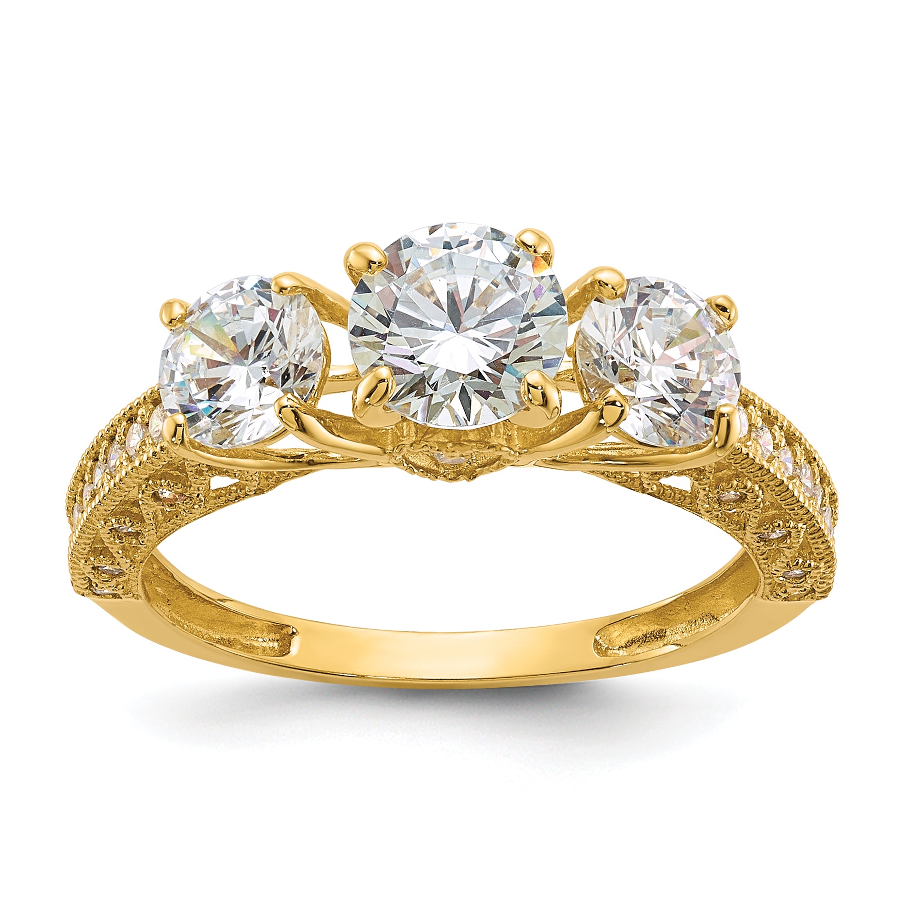 10K Tiara Collection Polished 3 Stone CZ Ring Main image