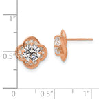 10K Rose Gold CZ Stud Earrings with Polished Finish and Prong Setting